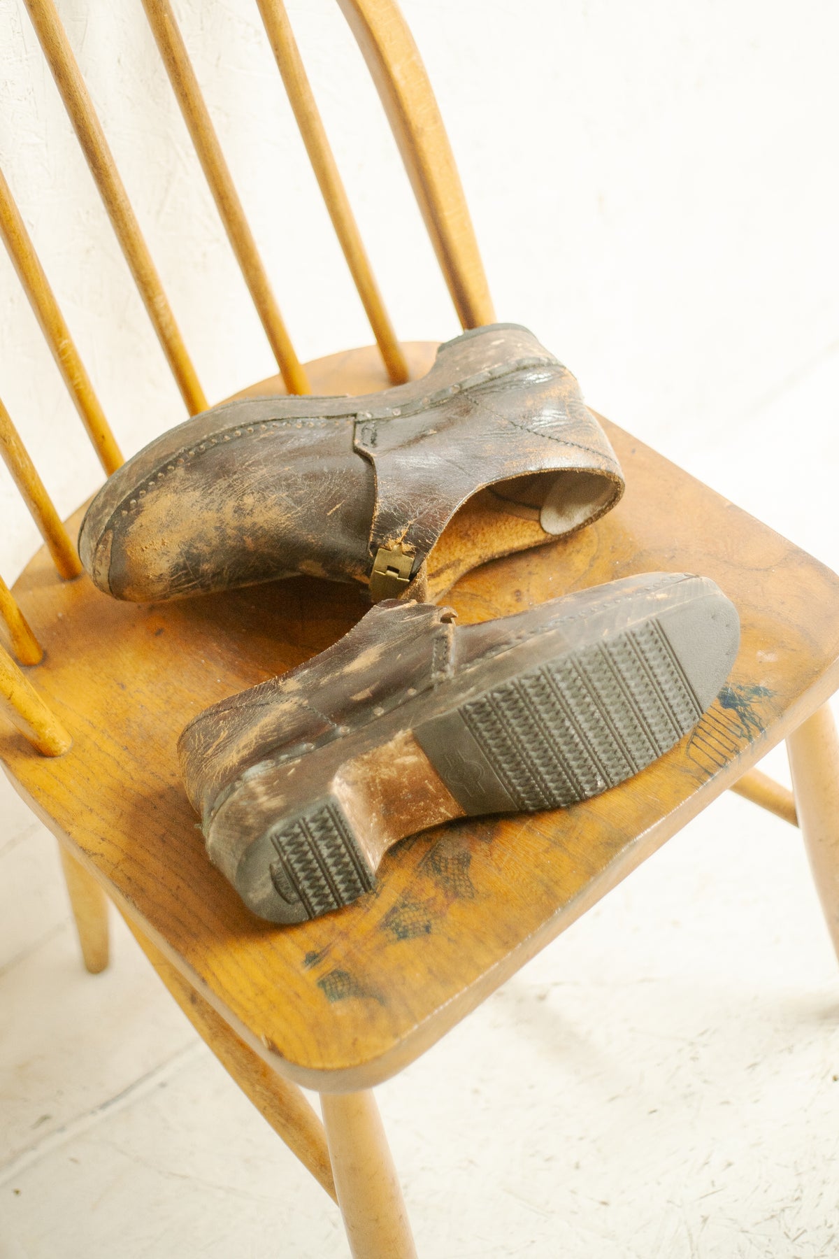 Rare 1900s Brass Buckle Clogs UK8