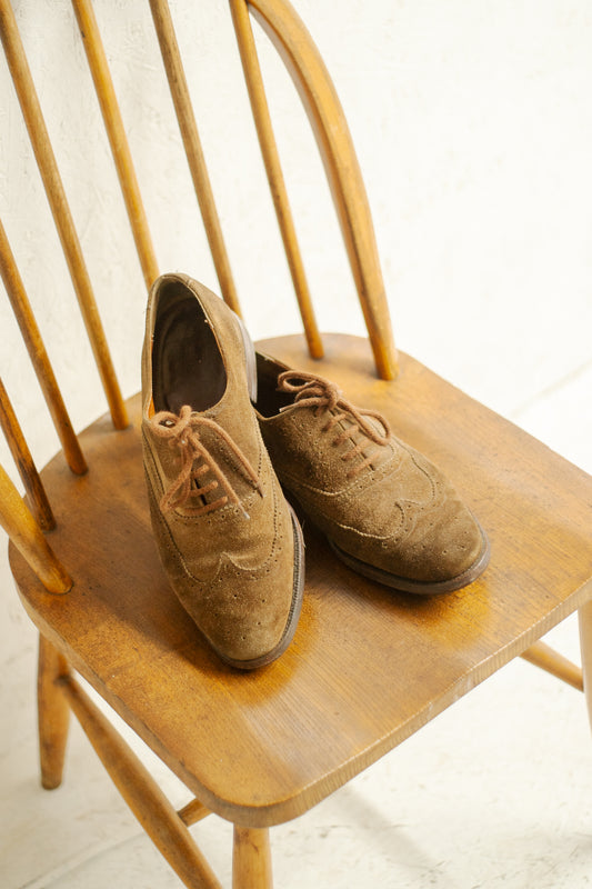 1940s British Suede Oxford Shoes UK8
