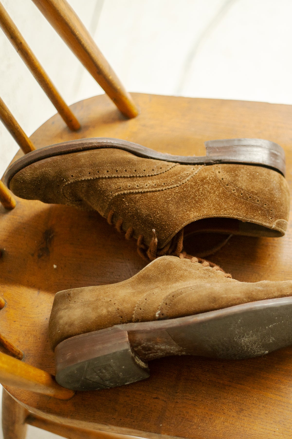 1940s British Suede Oxford Shoes UK8