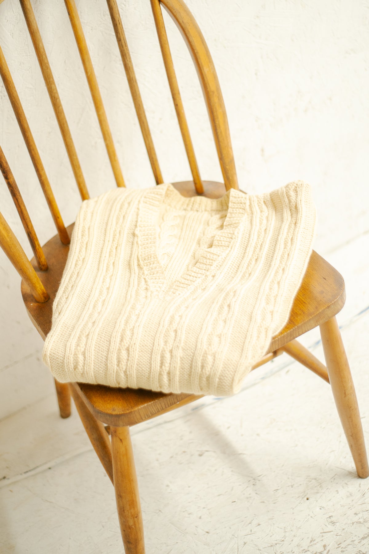 Hand Knitted 1950s Aran Style Slipover Vest