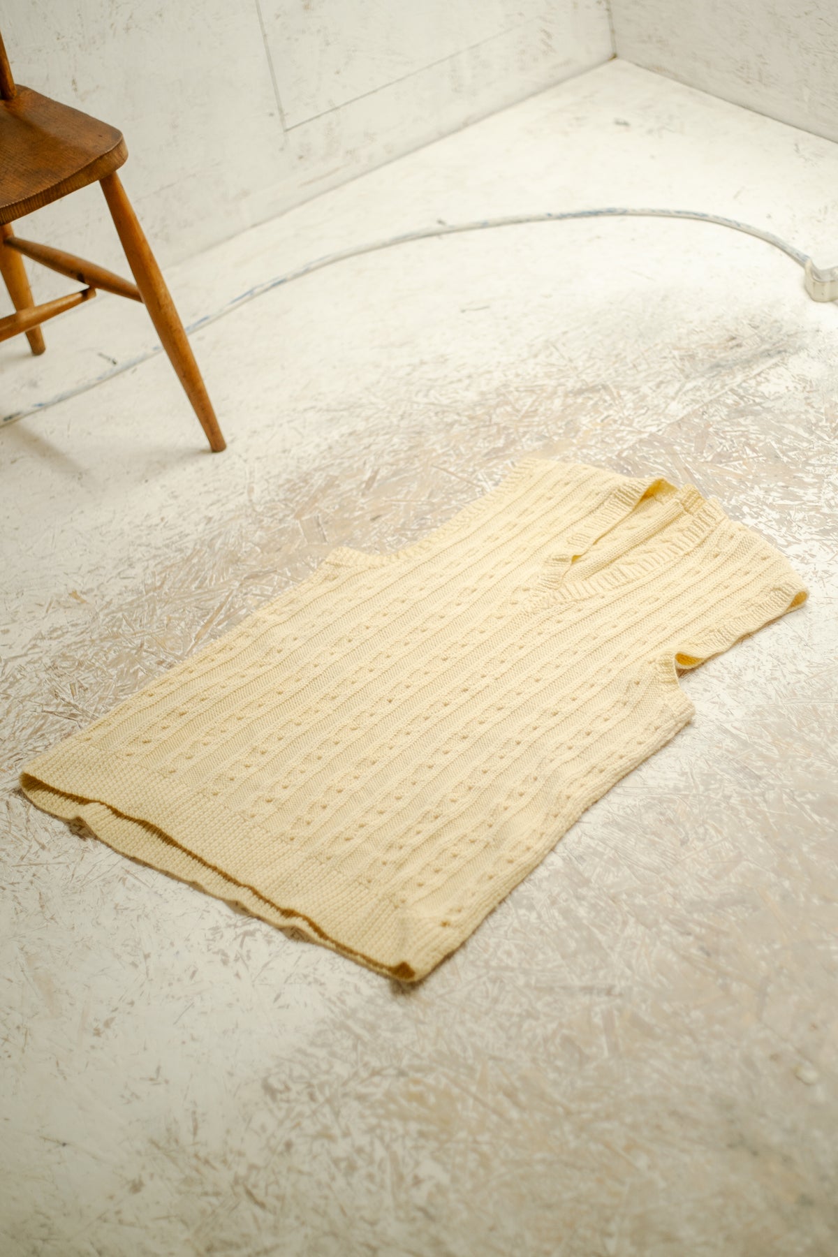 Hand Knitted 1950s Aran Style Slipover Vest