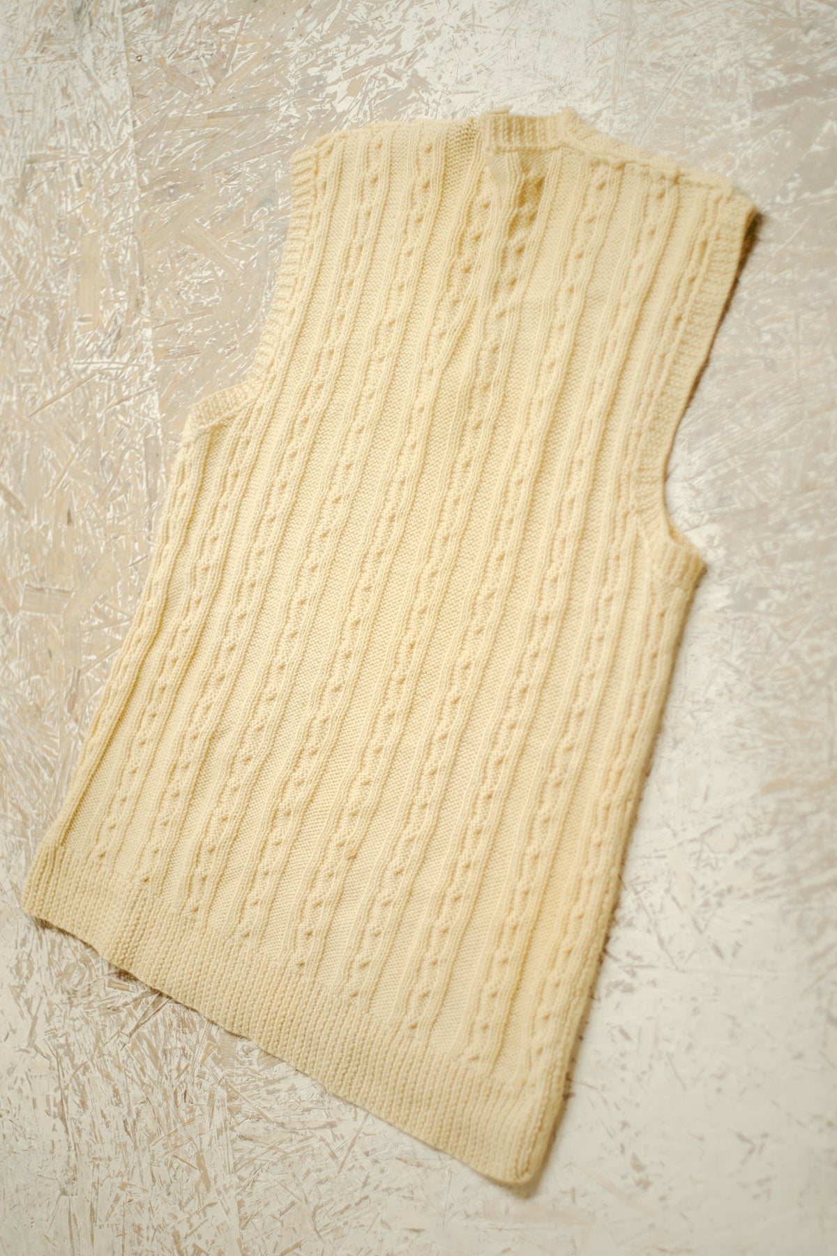 Hand Knitted 1950s Aran Style Slipover Vest
