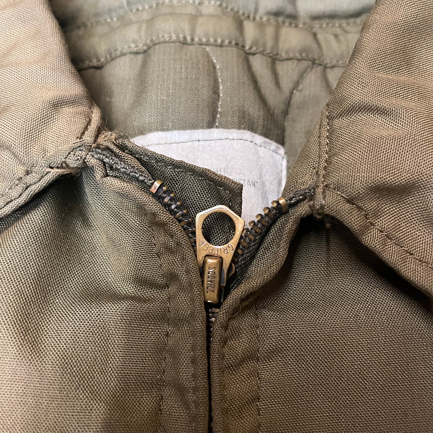 US Army 1970s 1980s Bomber Jacket With Scovill "Gripper" Zipper