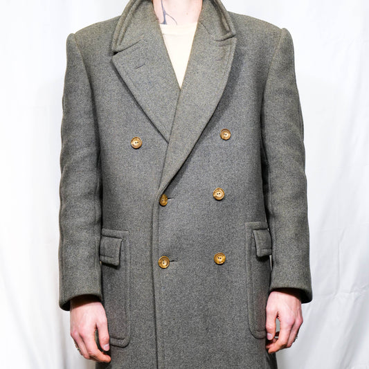 European 1930s Grey Double Breasted Woolen Overcoat