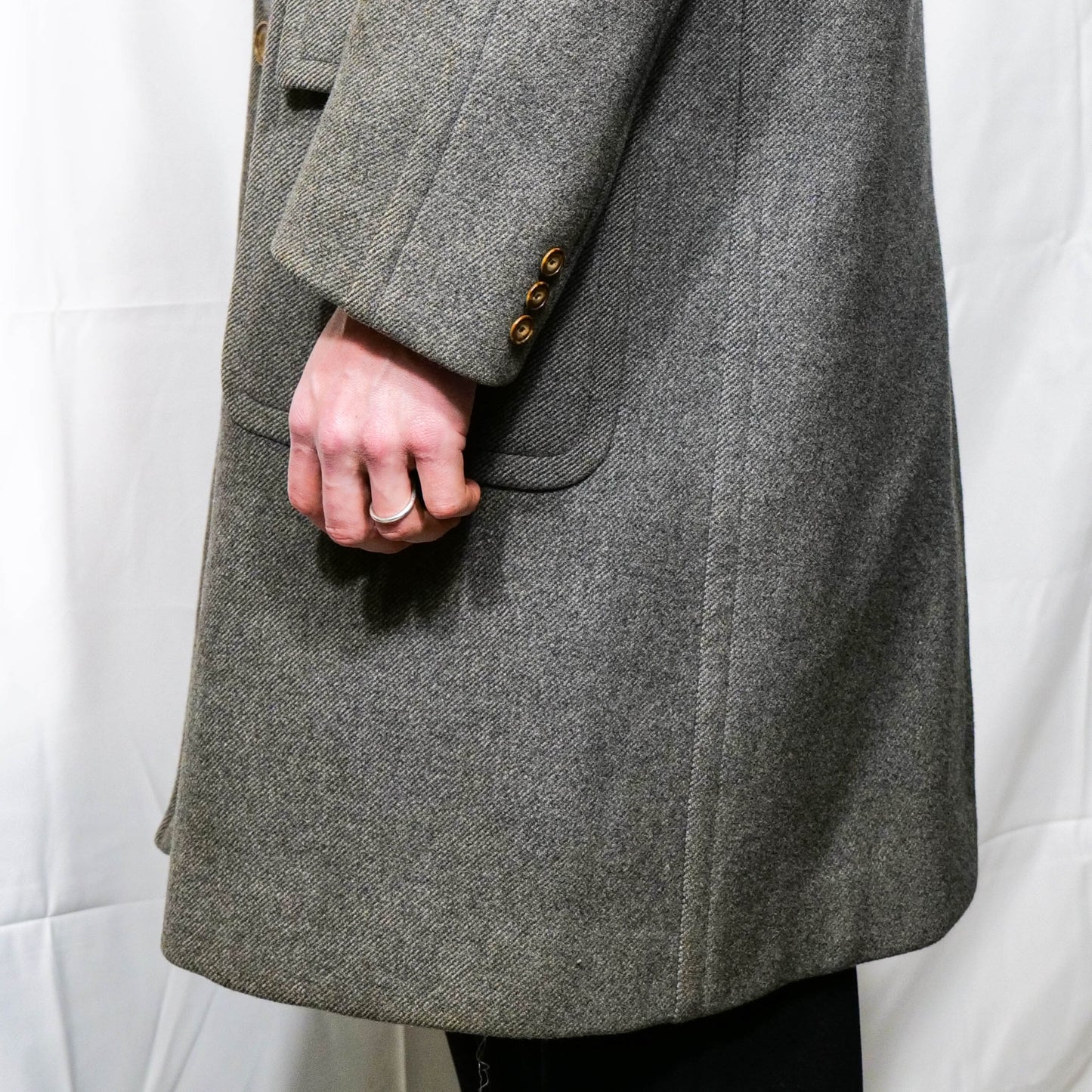 European 1930s Grey Double Breasted Woolen Overcoat