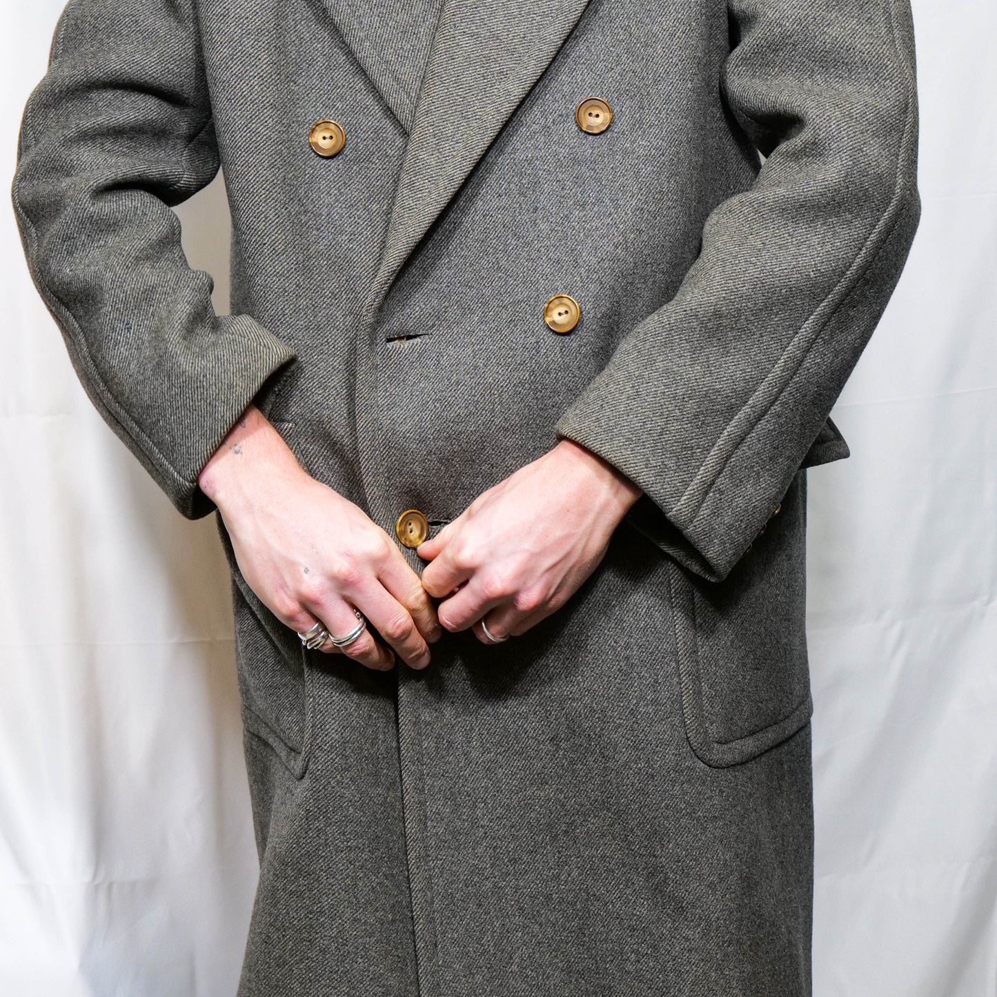 European 1930s Grey Double Breasted Woolen Overcoat