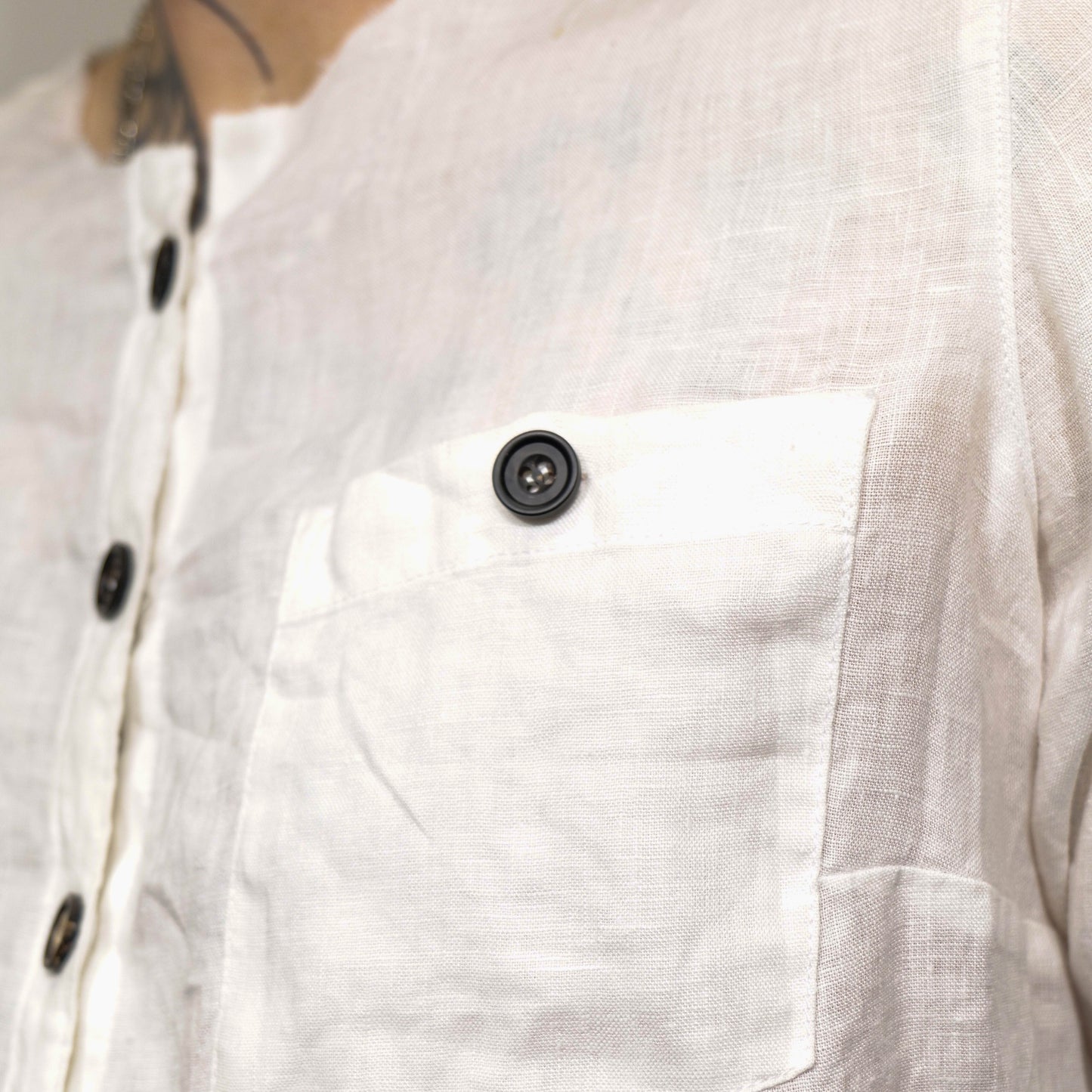 British Linen Shirt With British Made Horn Buttons