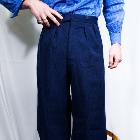 British Wide Drape 1940s Trousers In Whipcord like Cloth