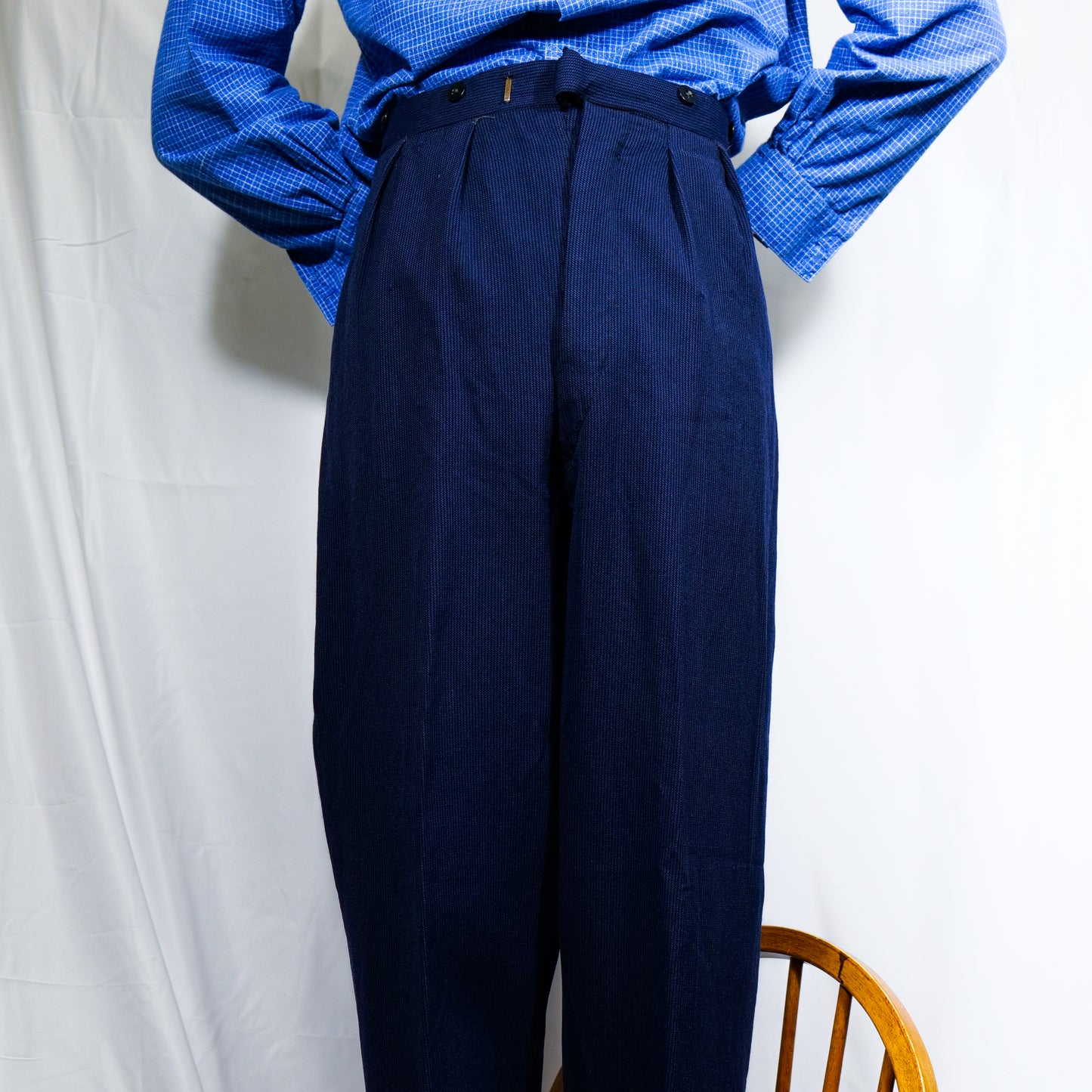 British Wide Drape 1940s Trousers In Whipcord like Cloth