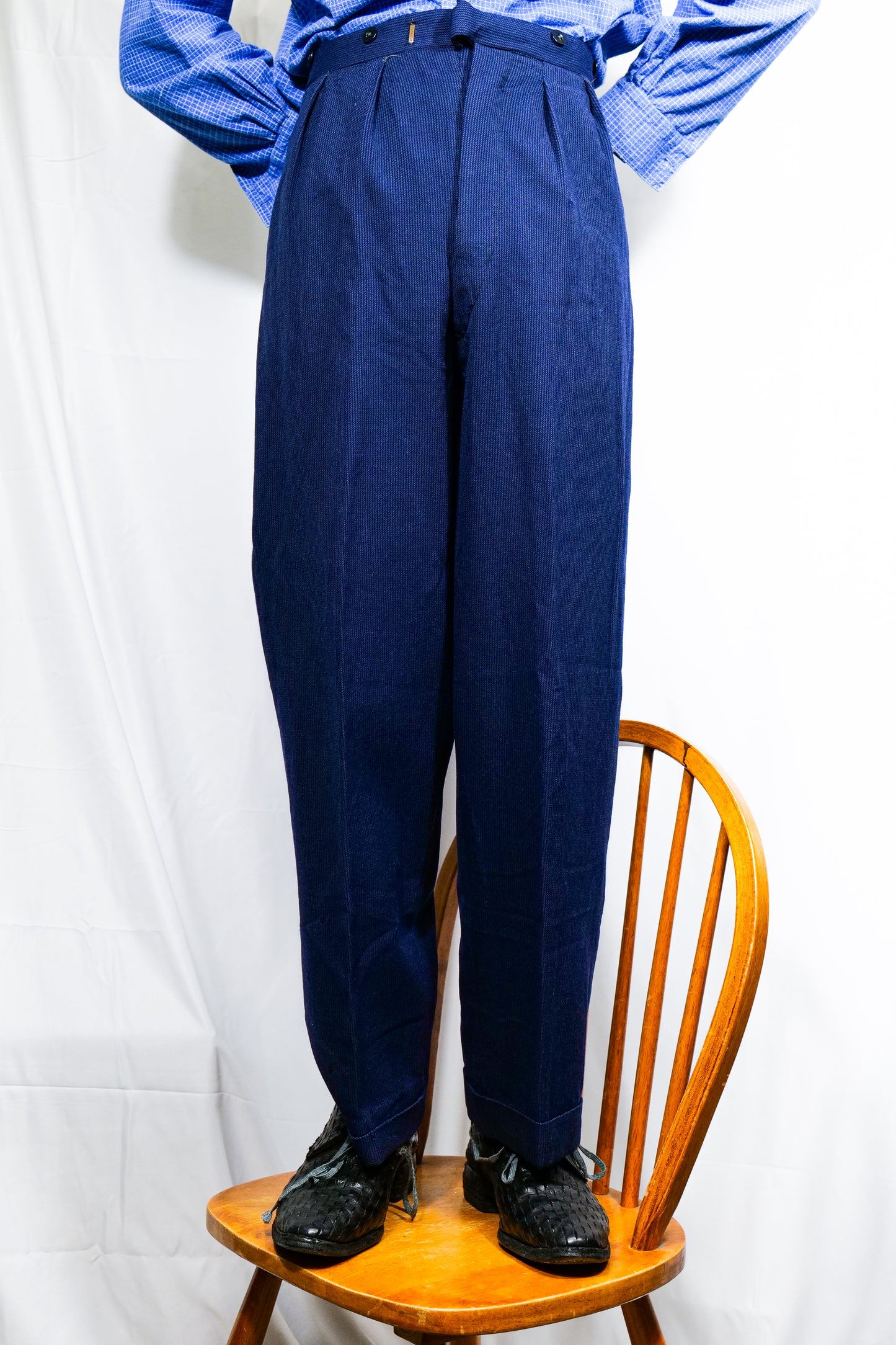 British Wide Drape 1940s Trousers In Whipcord like Cloth