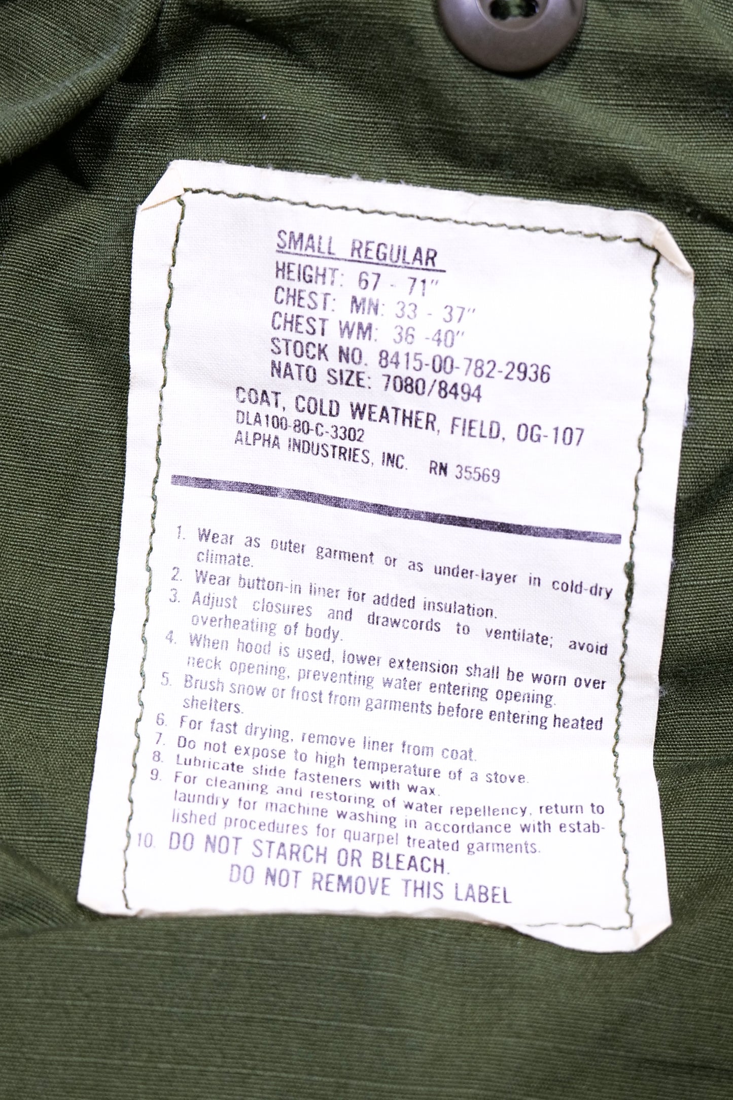 US Army Alpha Industries 1980s M65 Jacket