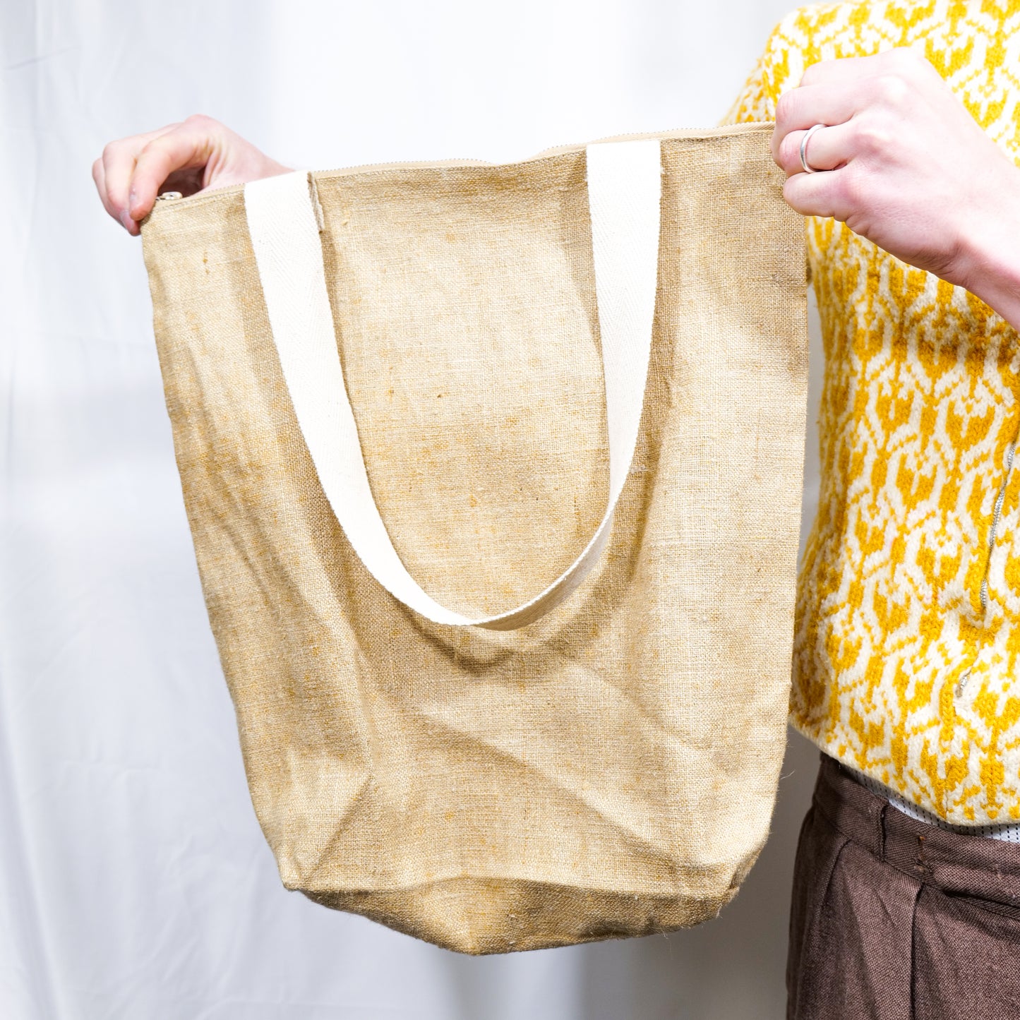 European 1930s "Eclair" Zipper Hemp Tote Bag