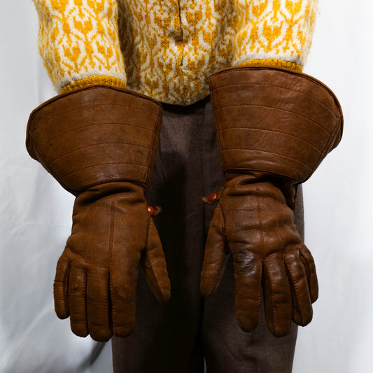 British 1920s 1930s Motorcyclist Sheepskin Lined Gloves