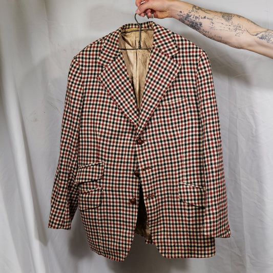 British 1970s Shepherds Check Blazer By Miller Rayner