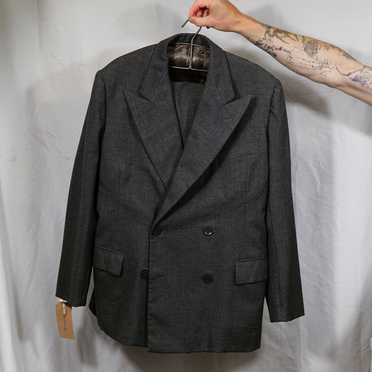 British 1940s Barathea Dot Weave Peak Lapel DB