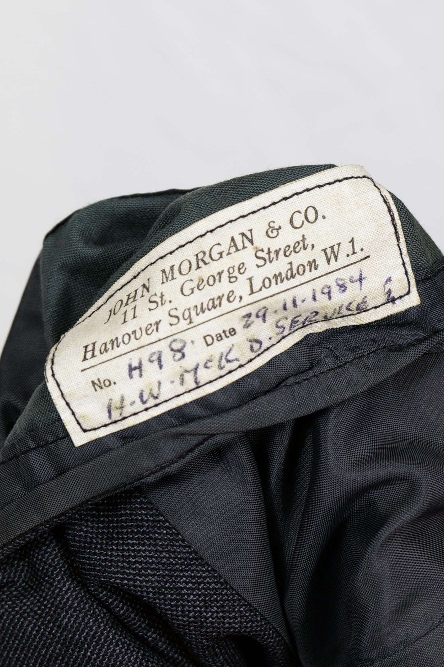 British Bespoke Tailor Made 1980s Does 1940s Barathea Suit By John Morgan & Co Tailors