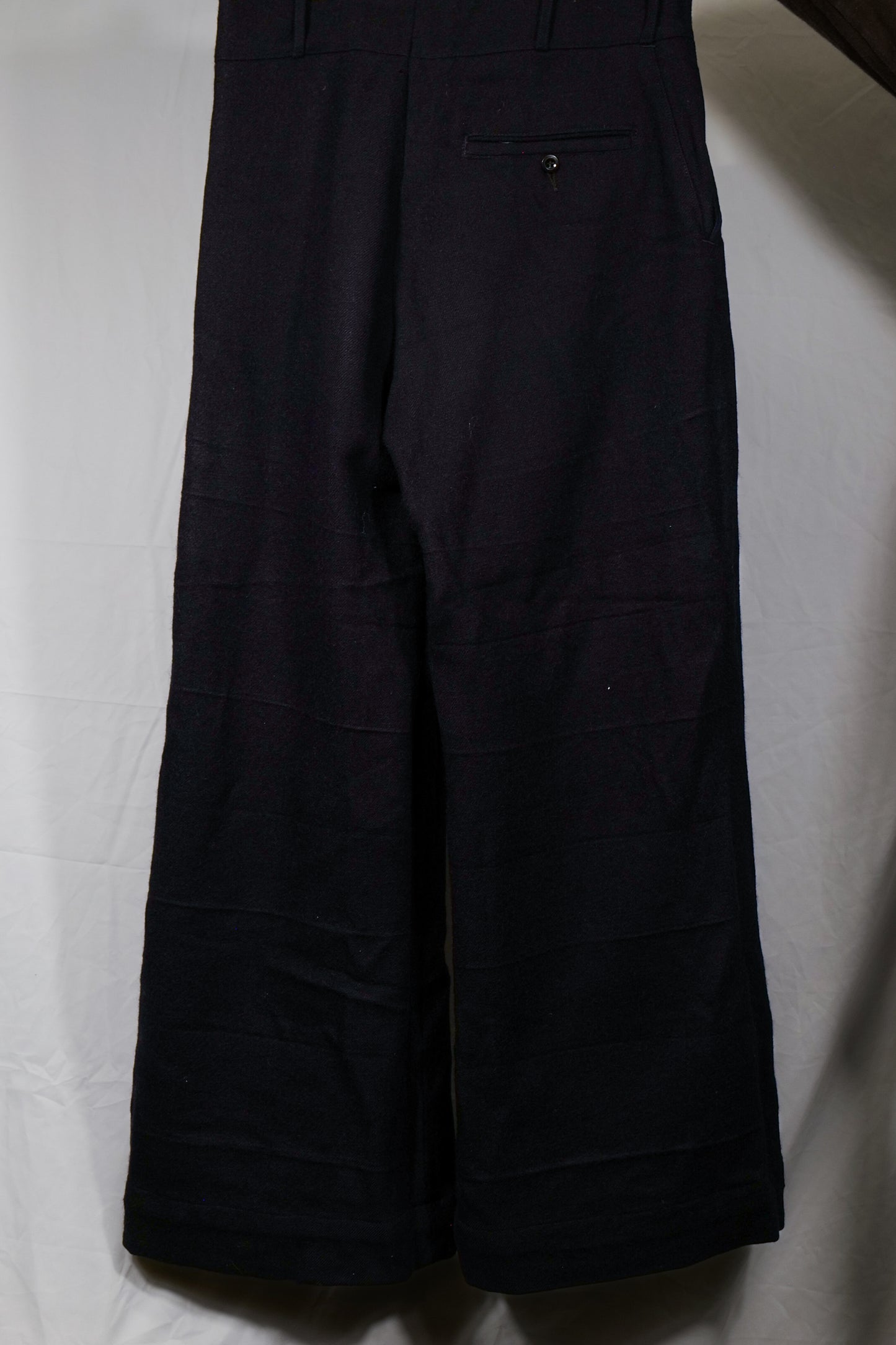 British Royal Navy Flared 1950s Serge Wool Navy Blue Bell Bottom Trousers
