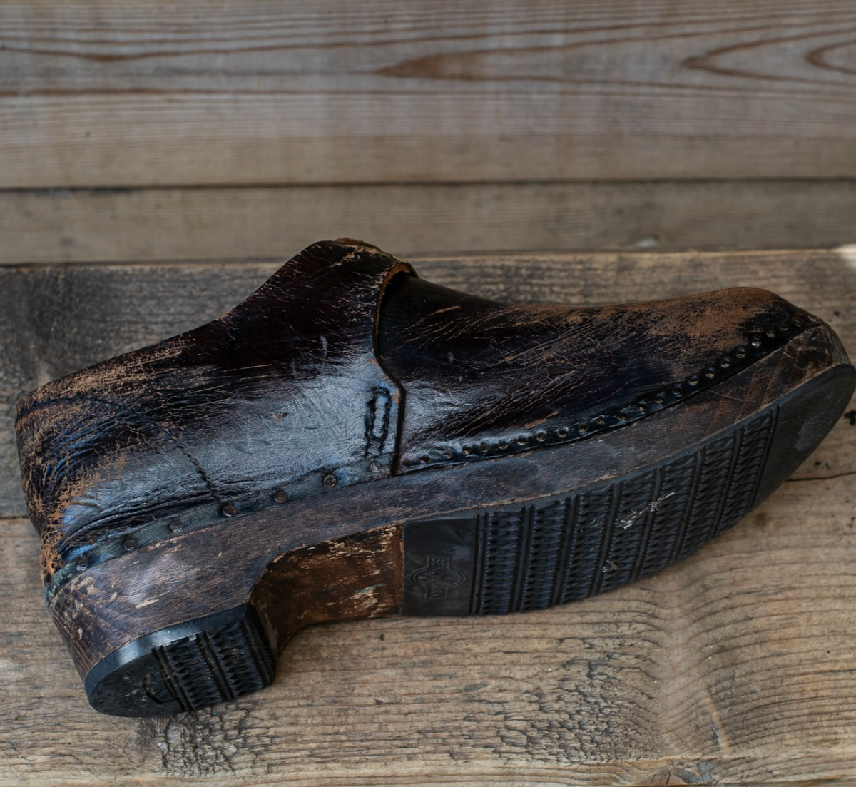 Rare 1900s Brass Buckle Clogs UK8