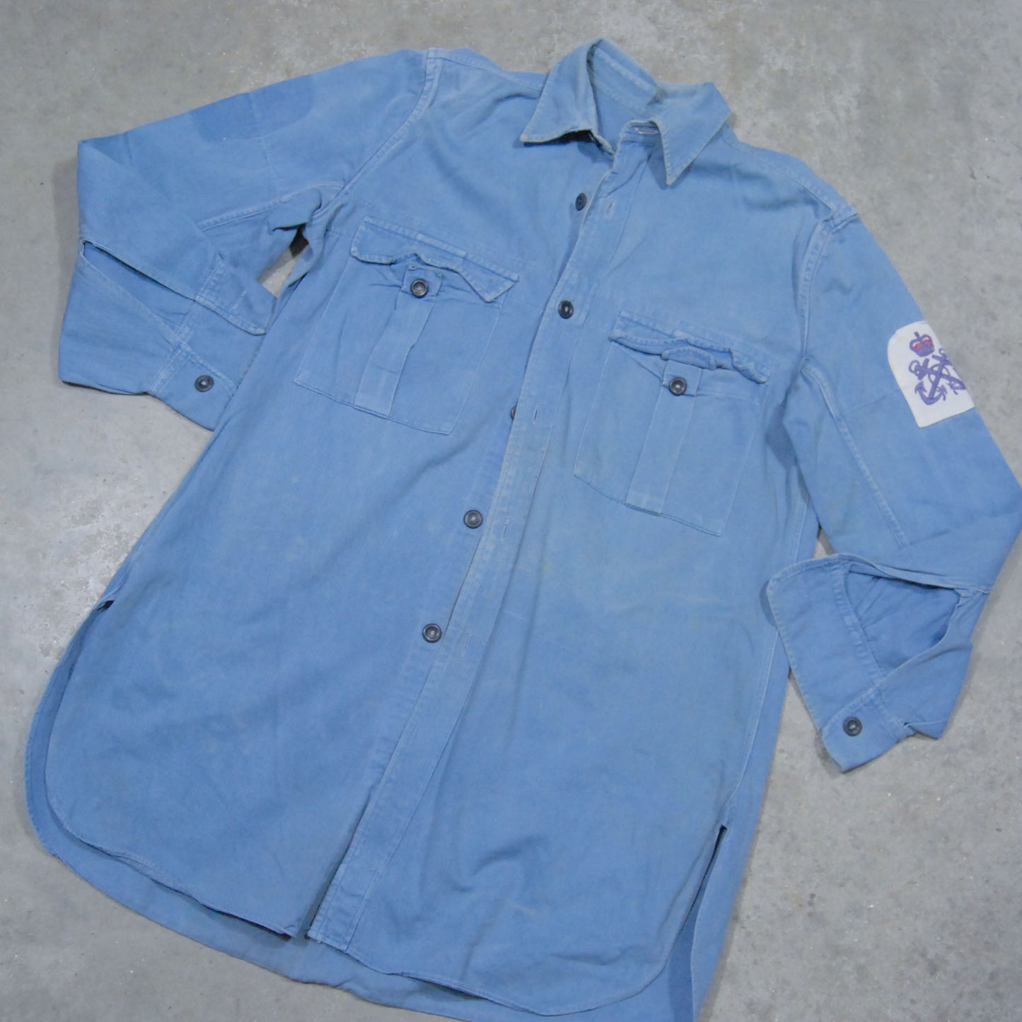 Post WW2 1950s Royal Navy Petty Officer Shirt In Drill Cotton