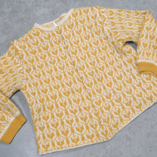 British 1960s Handknit Sweater With Swift Zipper