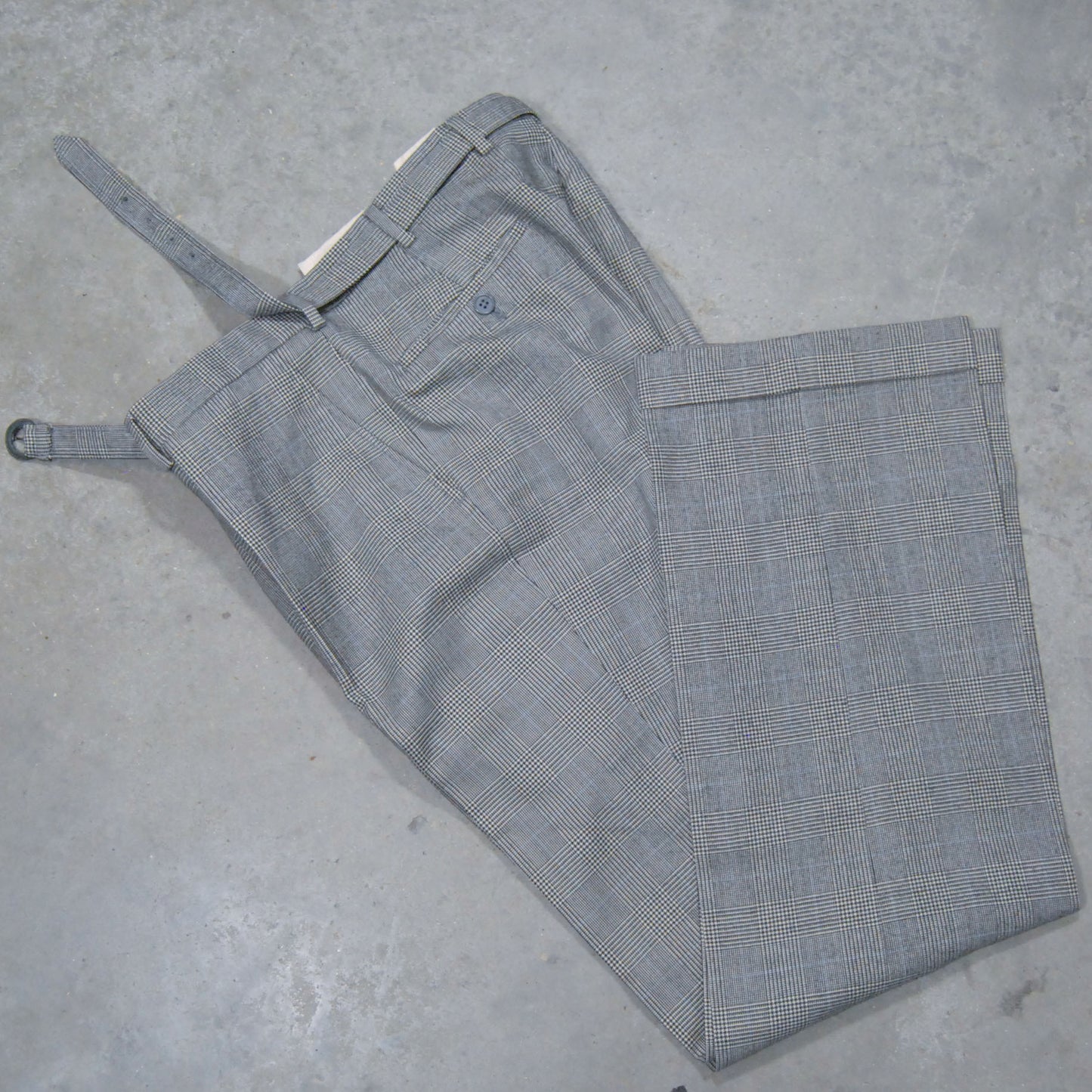 British 1970s Belted Windowpane Trousers By Austin Reed & Chester Barrie