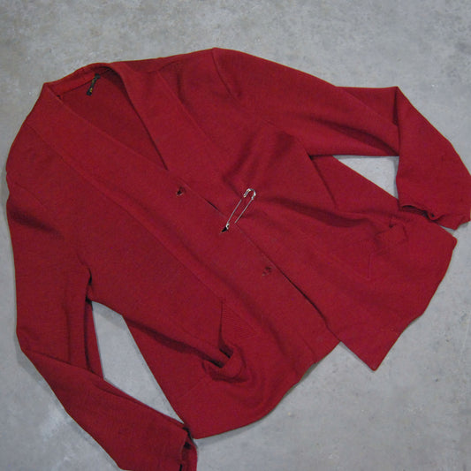 Asymmetric 1950s Cardigan With Safety Pin